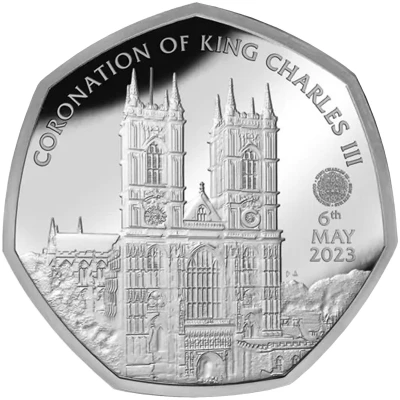 50 Pence - Charles III Westminster Abbey back