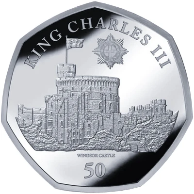 50 Pence - Charles III Windsor Castle; Silver back