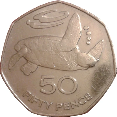 50 Pence - Elizabeth II 2nd portrait; large type back