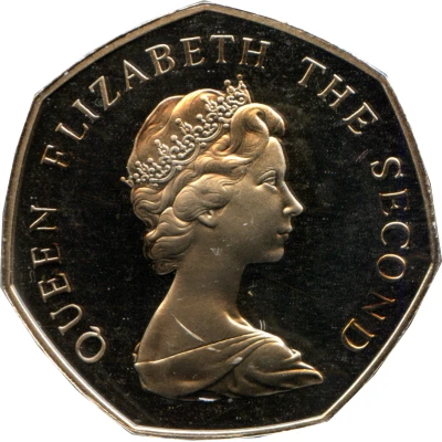 50 Pence - Elizabeth II 2nd portrait; large type front