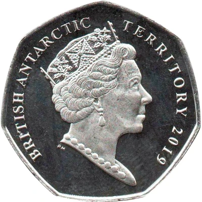 50 Pence - Elizabeth II Adélie penguin; Coloured front