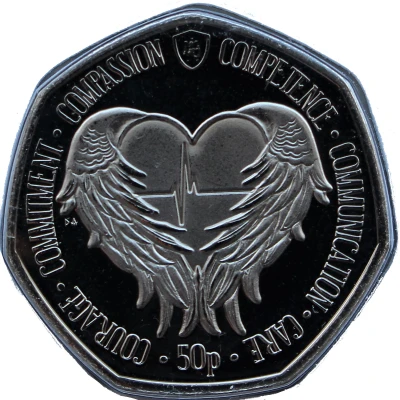 50 Pence - Elizabeth II Angel Wings back