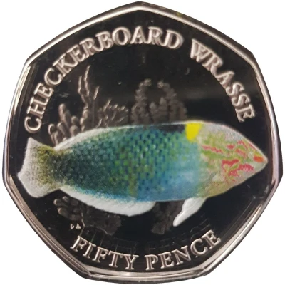 50 Pence - Elizabeth II Checkerboard wrasse back