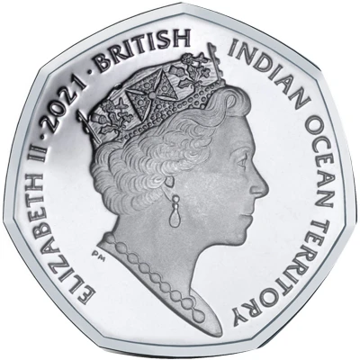 50 Pence - Elizabeth II Clown triggerfish; Silver front