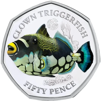 50 Pence - Elizabeth II Clown triggerfish; Silver back