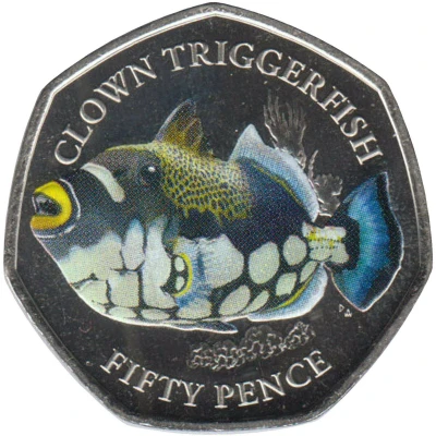 50 Pence - Elizabeth II Clown triggerfish back