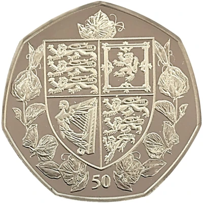 50 Pence - Elizabeth II Coat of Arms; Silver back