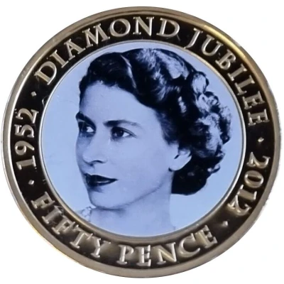 50 Pence - Elizabeth II Diamond Jubilee - BW photo, looking left back