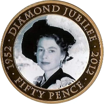 50 Pence - Elizabeth II Diamond Jubilee - portrait with black hat back