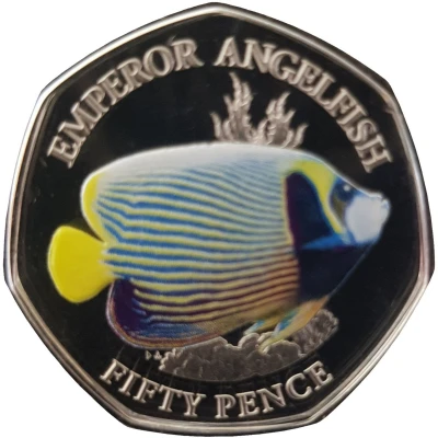 50 Pence - Elizabeth II Emperor angelfish back