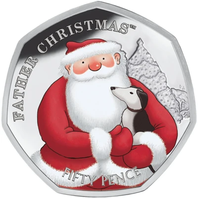 50 Pence - Elizabeth II Father Christmas; Coloured back