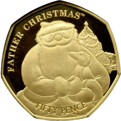 50 Pence - Elizabeth II Father Christmas; Gold back