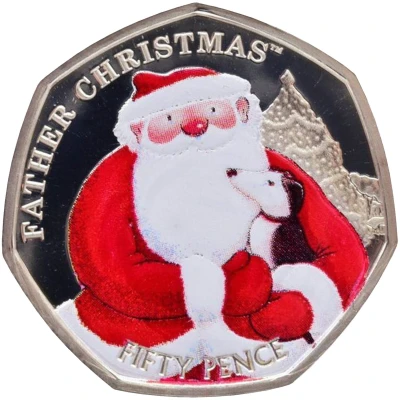 50 Pence - Elizabeth II Father Christmas; Silver back