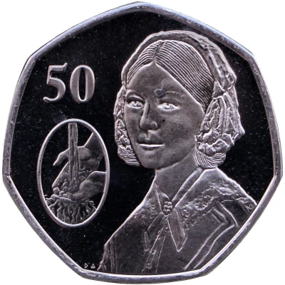 50 Pence - Elizabeth II Florence Nightingale back