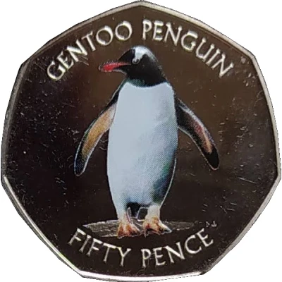 50 Pence - Elizabeth II Gentoo Penguin back