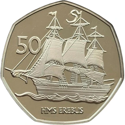 50 Pence - Elizabeth II HMS Erebus; Silver back