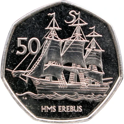 50 Pence - Elizabeth II HMS Erebus back