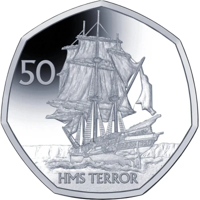 50 Pence - Elizabeth II HMS Terror; Silver back