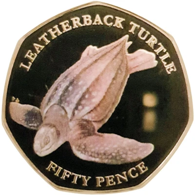 50 Pence - Elizabeth II Leatherback turtle back