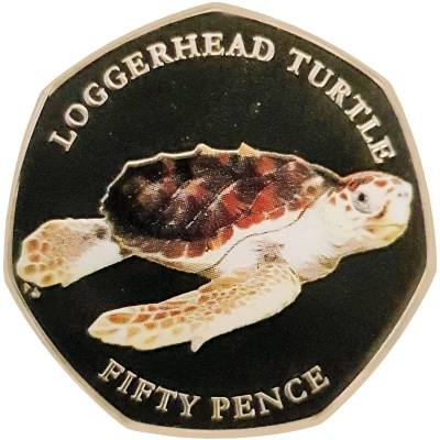 50 Pence - Elizabeth II Loggerhead turtle back