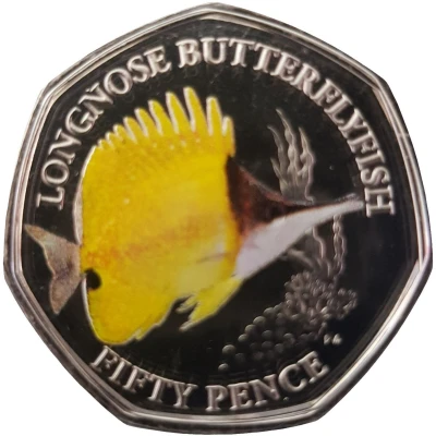 50 Pence - Elizabeth II Longnose butterflyfish back