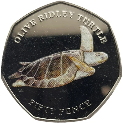 50 Pence - Elizabeth II Olive ridley turtle back