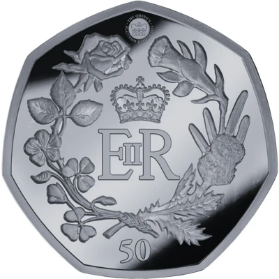 50 Pence - Elizabeth II Platinum Jubilee; Silver back