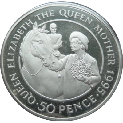 50 Pence - Elizabeth II Queen Mother; Piedfort back