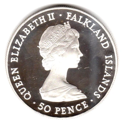 50 Pence - Elizabeth II Queen Mother; Silver Proof Issue front