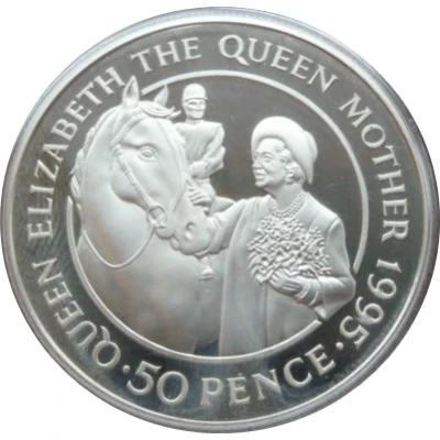 50 Pence - Elizabeth II Queen Mother; Silver Proof Issue back