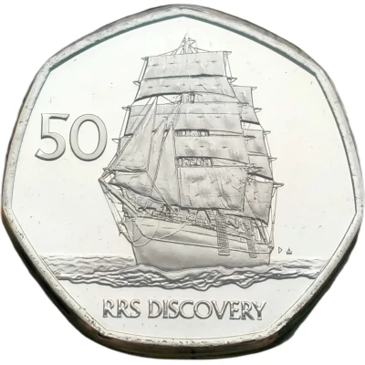 50 Pence - Elizabeth II RRS Discovery back