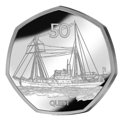 50 Pence - Elizabeth II Sir Ernest Shackleton's Final Expedition: Quest - Silver back