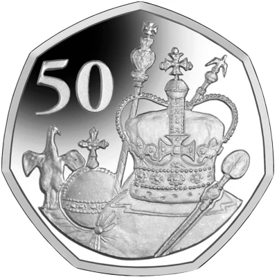 50 Pence - Elizabeth II The Crown Jewels; Silver back