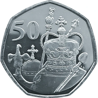 50 Pence - Elizabeth II The Crown Jewels back