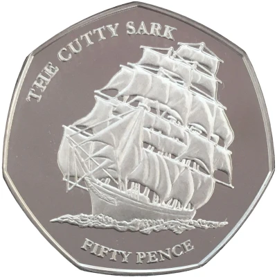 50 Pence - Elizabeth II The Cutty Sark; Silver back