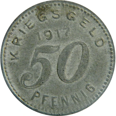 50 Pfennigs - Barmen back