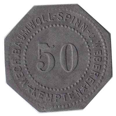 50 Pfennigs - Kempten (Mechanische Baumwollspinnerei) ND front