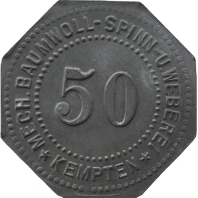 50 Pfennigs - Kempten (Mechanische Baumwollspinnerei) ND front