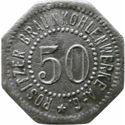 50 Pfennigs - Rositz (Braunkohlenwerke A.G.) ND front