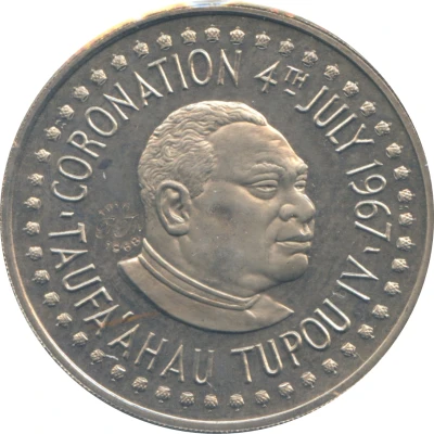 50 Seniti - Taufa'ahau Tupou IV Coronation - countermarked front