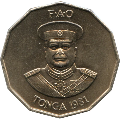 50 Seniti - Taufa'ahau Tupou IV FAO; non-magnetic front