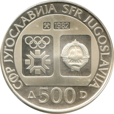 500 Dinara Winter Olympics 1984 - Downhill Skiing front