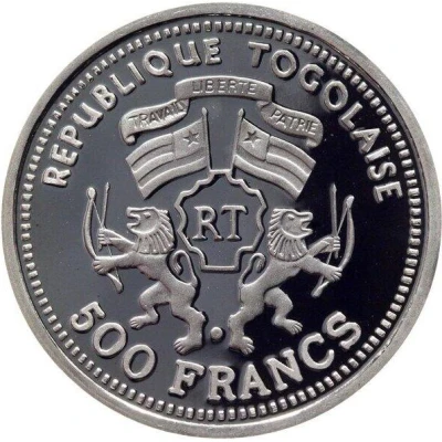 500 Francs CFA 30th birthday of the first landing on the Moon front