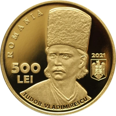 500 Lei 200 years since the Revolution of 1821 led by Tudor Vladimirescu front