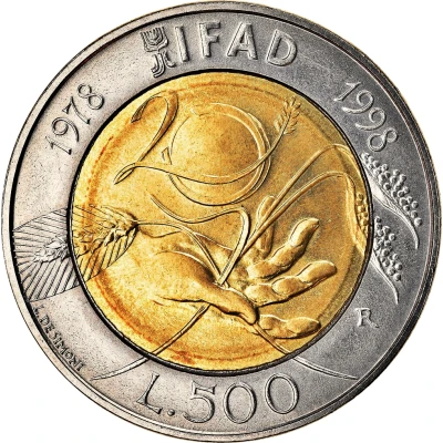 500 Lire FAO - IFAD back