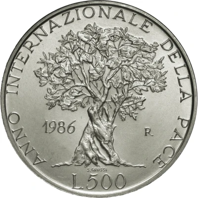 500 Lire International Year of Peace back