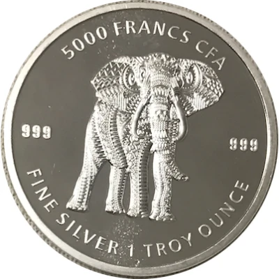 5000 Francs CFA Mandala Elephant back