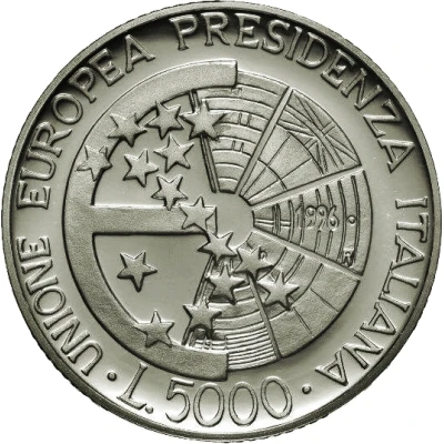 5000 Lire Italian Presidency of EU back
