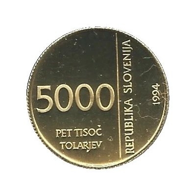 5000 Tolarjev Monetary Institute of Slovenia front