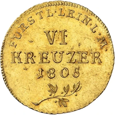 6 Kreuzers - Charles Frederick William Gold Pattern back